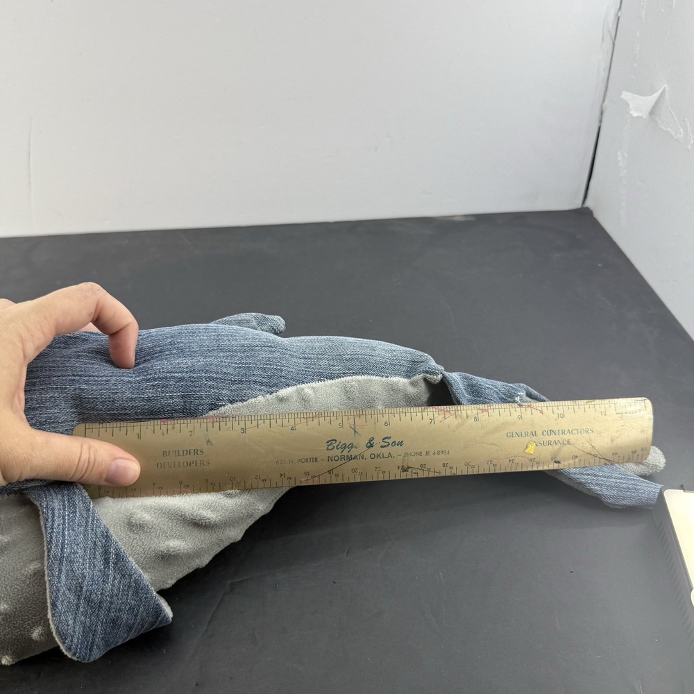 Denim Handmade Whale Plush 24" Stuffed Animal ~ Recycled/Upcycled Blue Jeans - Picture 7 of 7